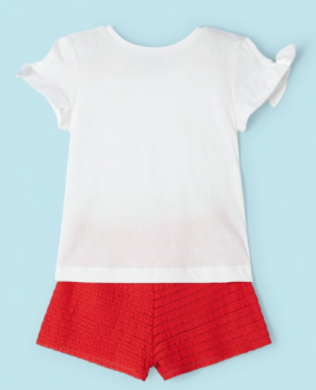 Mayoral - 2-teiliges Set/ T-Shirt weiß & Short rot